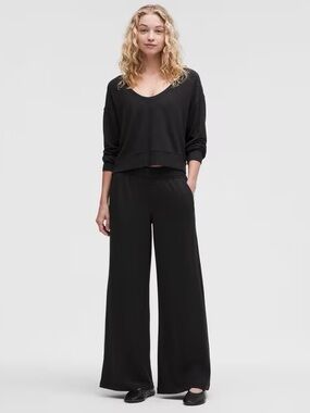 Lululemon Be Calm Scoop Neck Pullover and Mid Rise Wide Leg Pants